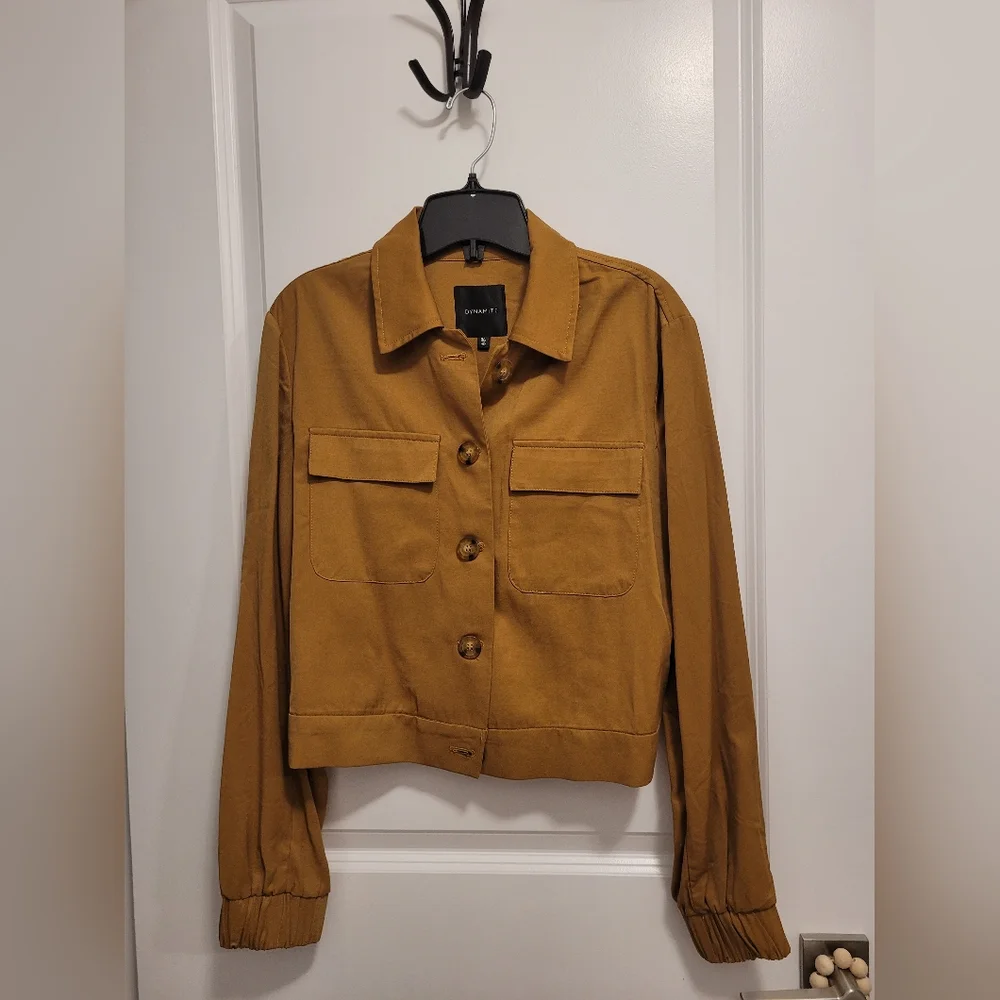 Tan Cropped Jacket - Picture 1 of 3